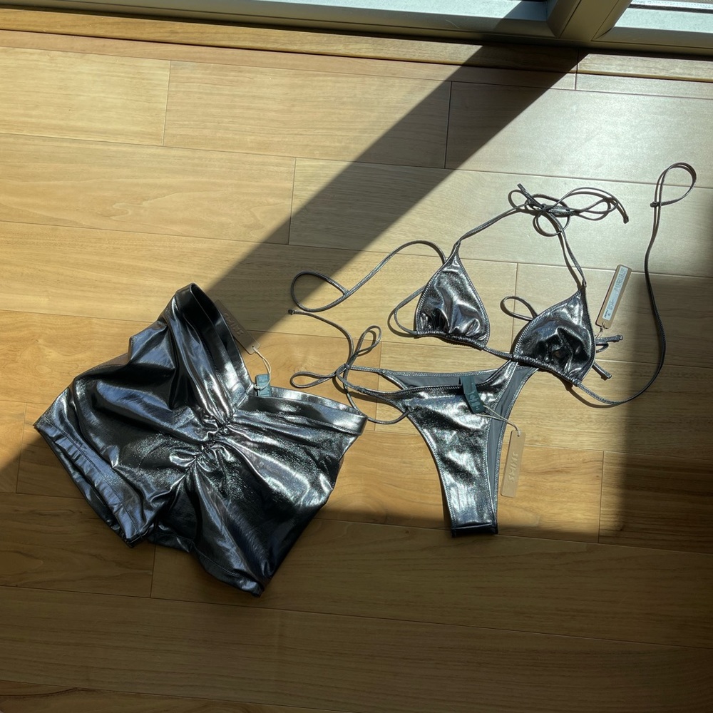 Skims metallic bikini set with shorts